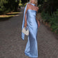 Blue simple fashion satin long prom dress evening gown party dress nv4765