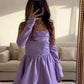 Robe de bal courte en satin violet sans bretelles, robe de soirée, robe d'anniversaire, robe de soirée nv2108