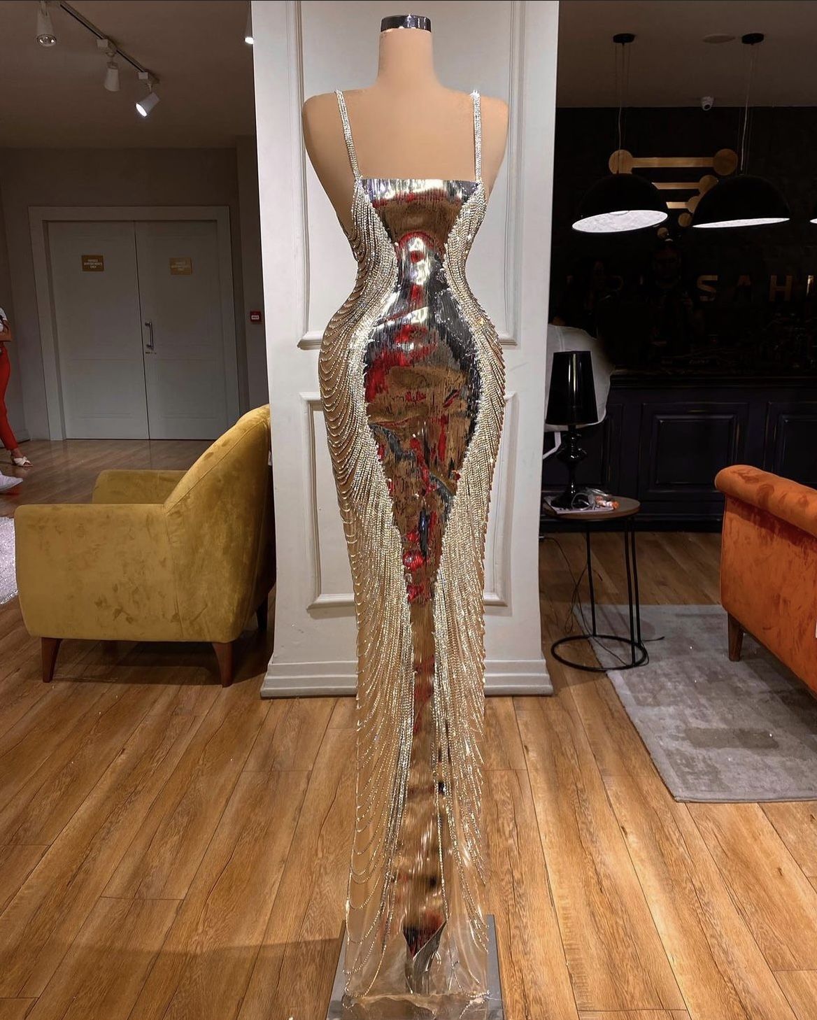 Silver Luxury Gorgeous Beading Sparkling Sexy Elegant Mermaid Bodycon Mermaid Long Floor Length Evening Gown Prom Dress Party Dress nv5114