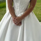 NiceVestidos--Short Sleeve Satin Long Square Neck Wedding Dress Corset NV5883