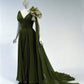 Green vintage elegant long tulle floor length ball gown evening dress party dress nv3531