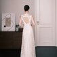 High Neck Lace Mermaid Wedding Dress, Sleeveless Sheer Bridal Gown  NV7280