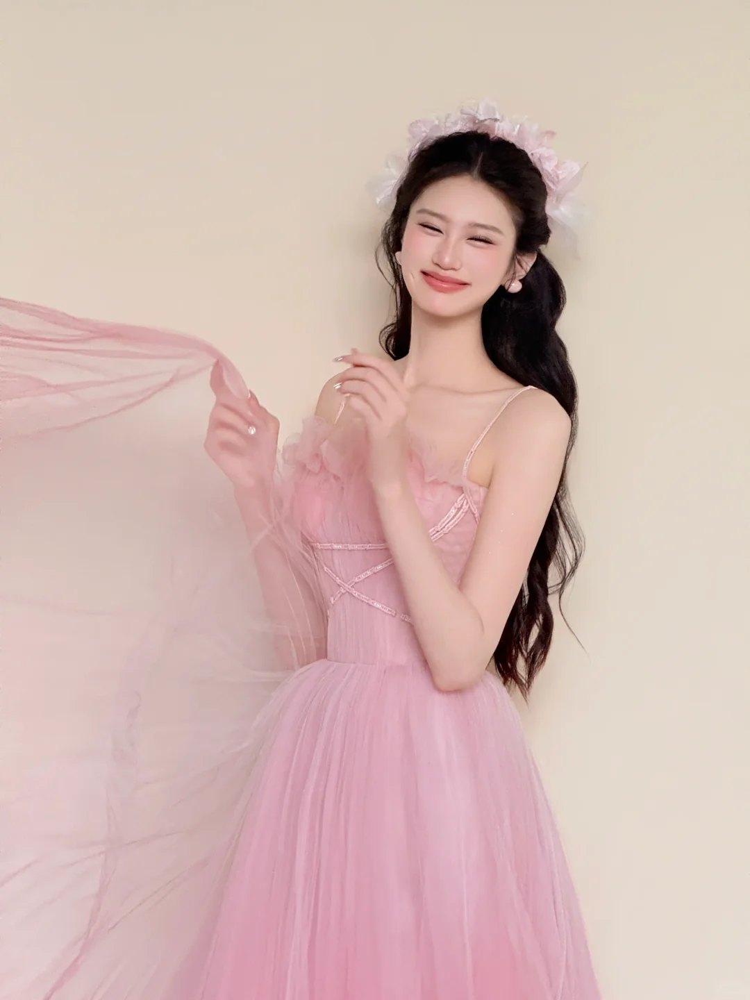 Ombre Pink Ruffle Sweetheart Sparkly Tulle Evening Ball Gown  NV7429