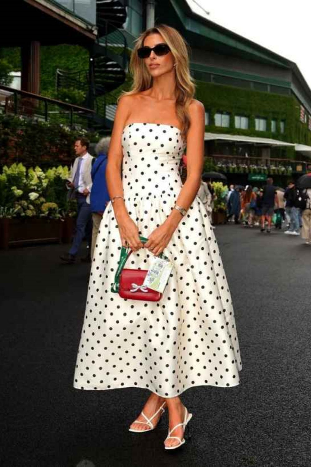 White polka dot fashionable mid-length chiffon homecoming dress birthday party dress nv5283