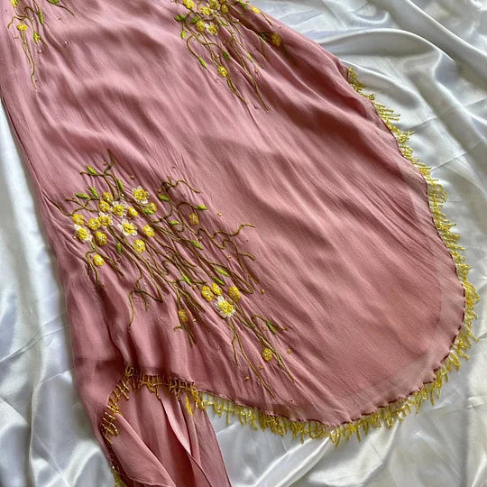 NiceVestidos--Light Pink Exquisite Floral Long Chiffon Prom Dress Fairy Dress Nv5581