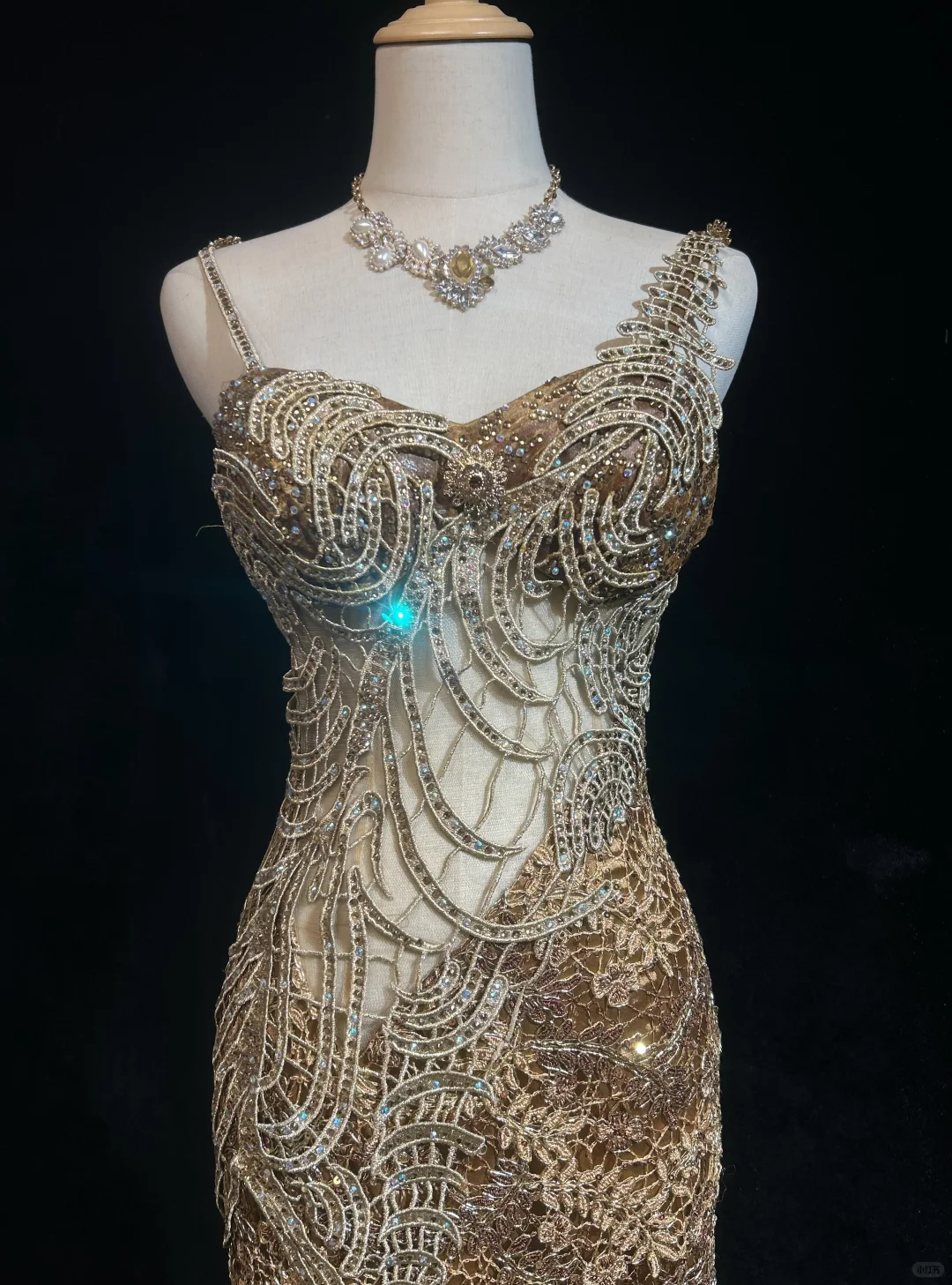 Spaghetti Strap Champagne Gold Short Prom Dress Heavy Rhinestone Beading Mermaid Bodycon with Long Chiffon Cape Formal Gown  NV6903
