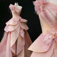 Robe de soirée longue en satin et tulle rose, élégante et exquise, à fleurs perlées, épaules dénudées, longueur au sol, à paillettes, nv3821