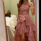 Rosa süßes herzförmiges Tube-Top mit schulterfreier Schleife, langes Abendkleid, Ballkleid, Abendkleid, Partykleid, NV2502
