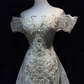 Off Shoulder White Mermaid Wedding Gown Lace Appliques Hand Beading Sparkle Tulle Long Train  NV7049