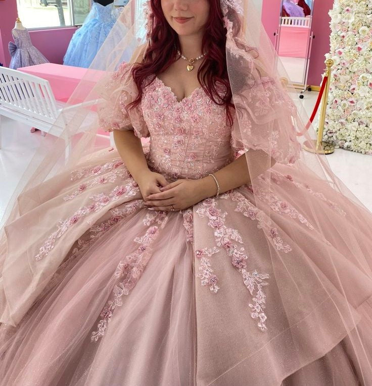 NiceVestidos - Robe de mariée longue en dentelle florale rose exquise NV5832