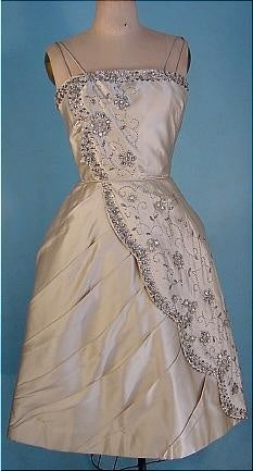 NiceVestidos-Ivory White Intricately Beaded Short Satin Homecoming Gown nv5566