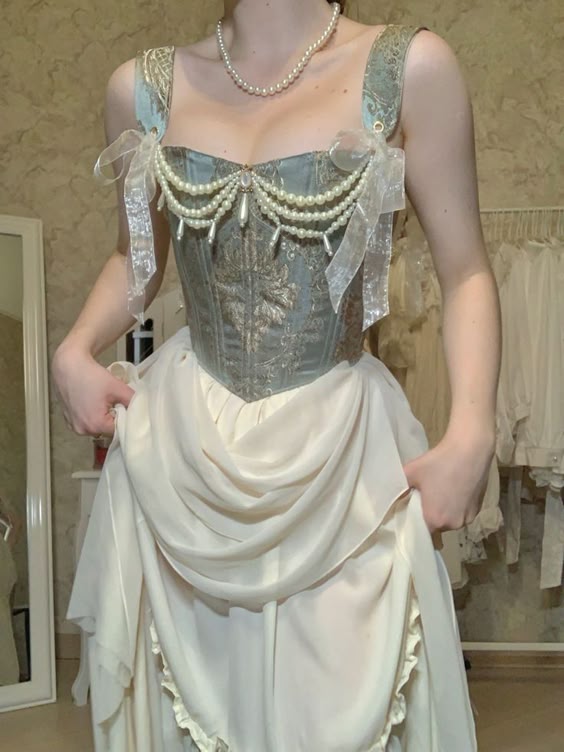 Robe de soirée longue sans bretelles à perles vintage élégante verte et blanche nv2599