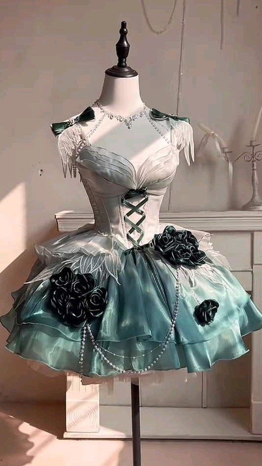 Blau/Grün/Lila Blumen Kurzes Chiffon Homecoming-Kleid Ballkleid Geburtstagskleid nv4824