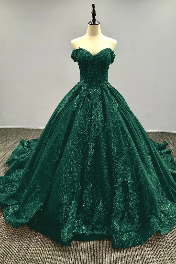 NiceVestidos-Green Delicate Beaded Long Floor-Length Ball Gown NV6106