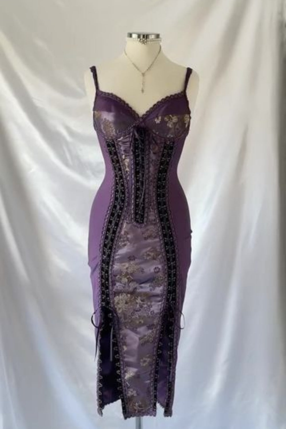 NiceVestidos-_Purple corset midi dress NV6044