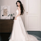 Sweetheart Strapless Satin A Line Wedding Dress Long Train Bridal Gown  NV7203
