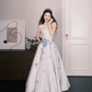 Strapless Tweed Prom Dress with 3D Flowers, Elegant A-Line Evening Gown  NV7334