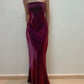 Robe de soirée longue en satin violet raisin, élégante et rétro, avec perles et bretelles spaghetti, robe de bal, robe de soirée nv3610