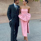 Robe longue en satin rose élégante, simple et unique, avec nœud, longue fente, robe de soirée, nv2735