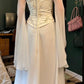 Elegant Retro Style Cream Satin Embroidered Halter Gown - Wedding Toast & Dinner Party Dress NV6388