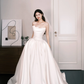 Strapless Feather Trim Satin Ballgown Wedding Dress  NV7295
