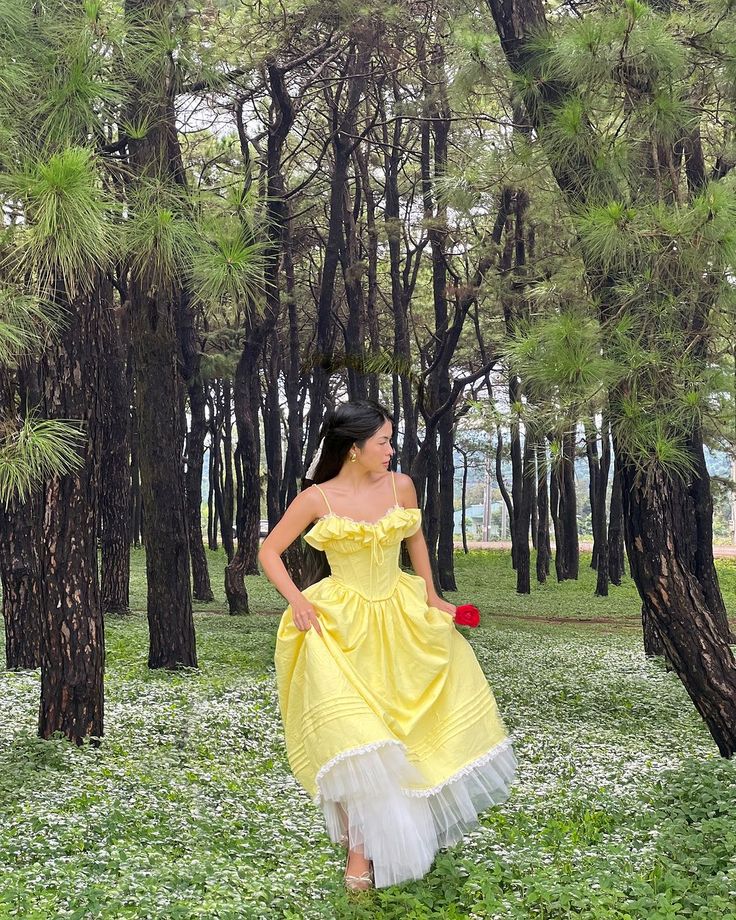 Gelb süßes elegantes langes Satin Prinzessin Ballkleid Abendkleid nv2911