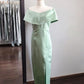 Green fashion simple elegant long satin ball gown evening dress wedding mother of the party dress bridesmaid dress prom dress nv3891