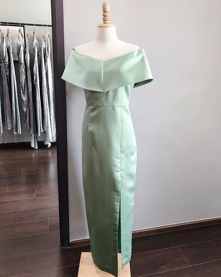 Green fashion simple elegant long satin ball gown evening dress wedding mother of the party dress bridesmaid dress prom dress nv3891