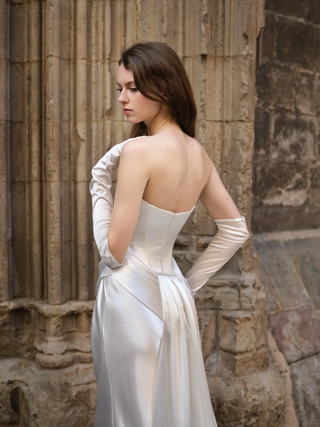 Ivory Strapless Cowl Neck Satin Mermaid Wedding Gown  NV7196