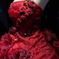 Burgundy Strapless Ball Gown 3D Rose Beaded Ruffle Tulle Formal Evening Dress  NV6972