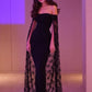 Black noble and elegant mermaid slim lace cape elegant long floor-length trailing ball gown evening dress party dress nv1914