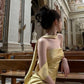 Yellow satin long fashion elegant prom dress party dress nv5390
