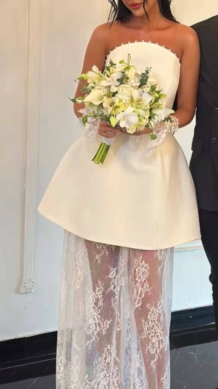 White Fashion Elegant Lace Satin Long Wedding Dress Ball Gown Evening Dress Party Dress nv4221