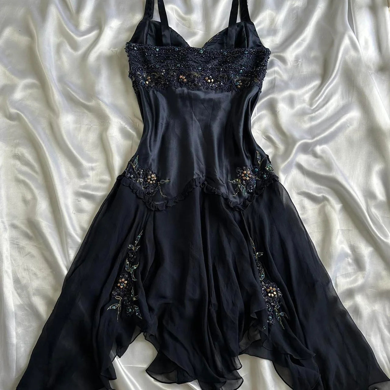 Navy Dark Fairy Vintage Short Satin Homecoming Dress nv5352