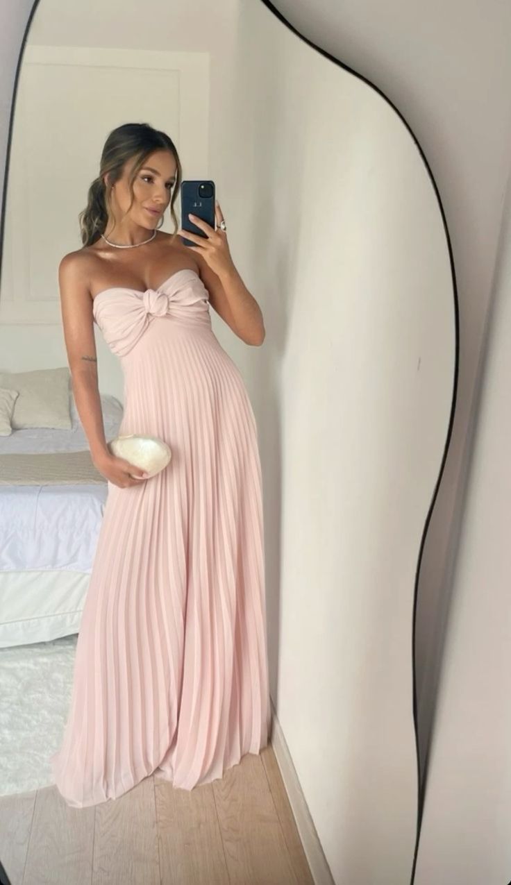 Pink off-shoulder chiffon flowing long elegant evening dress wedding guest dress bridesmaid dress nv2118
