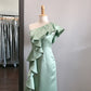 Green fashion simple elegant long satin ball gown evening dress wedding mother of the party dress bridesmaid dress prom dress nv3888