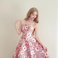 Pink 3D Floral Halter Prom Gown Tulle A-Line Formal Dress  NV7171