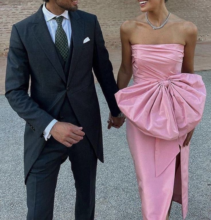 Robe longue en satin rose élégante, simple et unique, avec nœud, longue fente, robe de soirée, nv2735