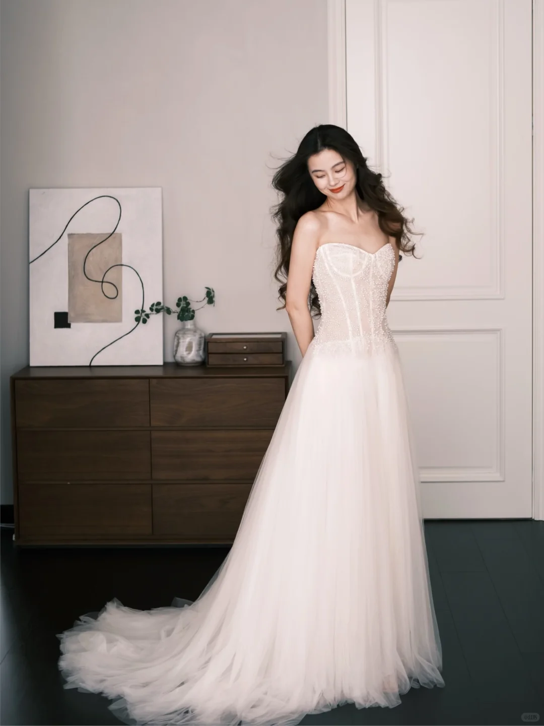 Tulle A Line Wedding Dress Sweetheart Strapless Beaded Boned Bodice Bridal Gown  NV7239