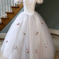 NiceVestidos--(Including veil)White pink floral princess tulle long ball gown simple wedding dress NV5828
