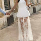 White Fashion Elegant Lace Satin Long Wedding Dress Ball Gown Evening Dress Party Dress nv4221