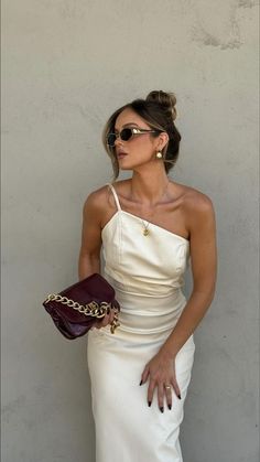 White simple fashion one shoulder strap off shoulder long party dress evening dress nv2401