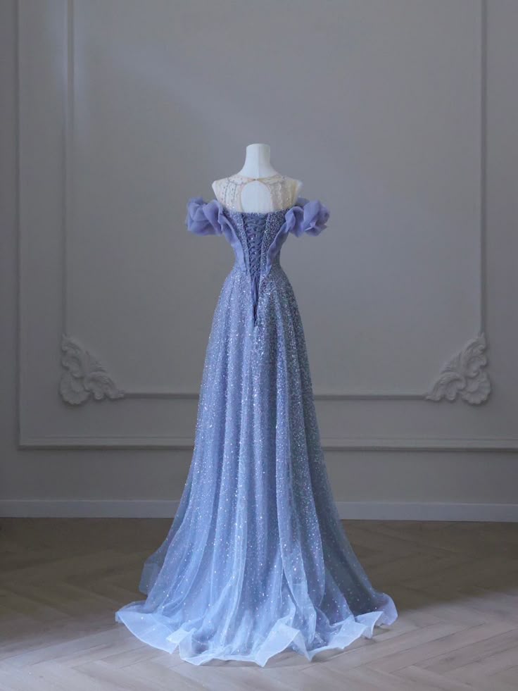 Light Purple Shiny Elegant Sweetheart Neck Long Tulle Sequin Ball Gown Evening Dress Party Dress nv3782