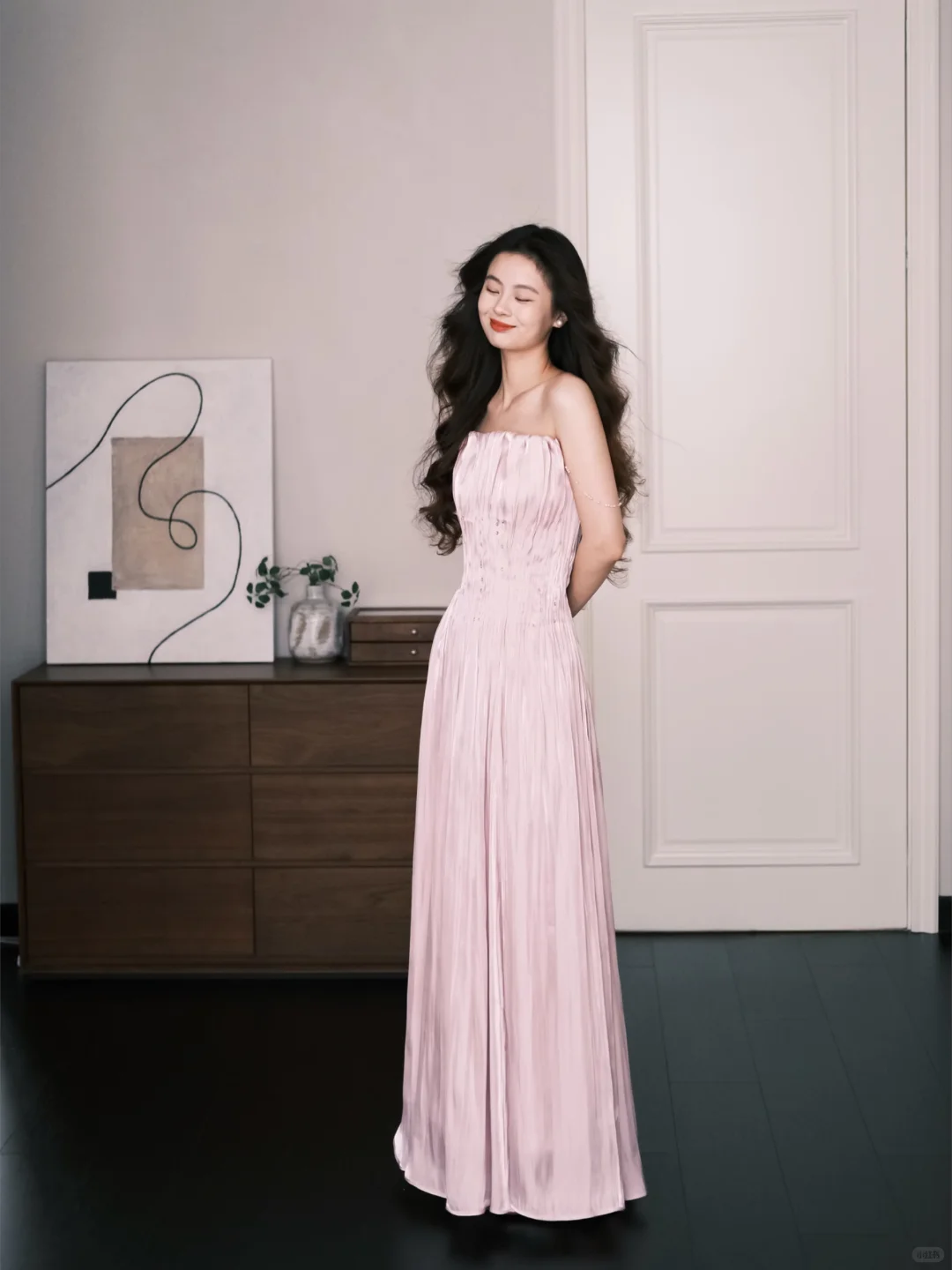 Strapless Pleated Prom Dress Blush Pink Beaded A Line Formal Evening Gown  NV7245