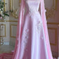Pink Gorgeous Exquisite Floral Applique Beading Elegant Fashion Long Satin Floor Length Train Ball Gown Evening Dress Prom Dress nv3844