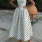 White polka dot fashionable mid-length chiffon homecoming dress birthday party dress nv5283