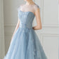 Cute blue tulle short prom dress evening gown homecoming dress nv2064