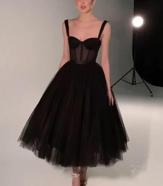Black fashion sweetheart neck long tulle teen prom dress tulle formal –  NiceVestidos