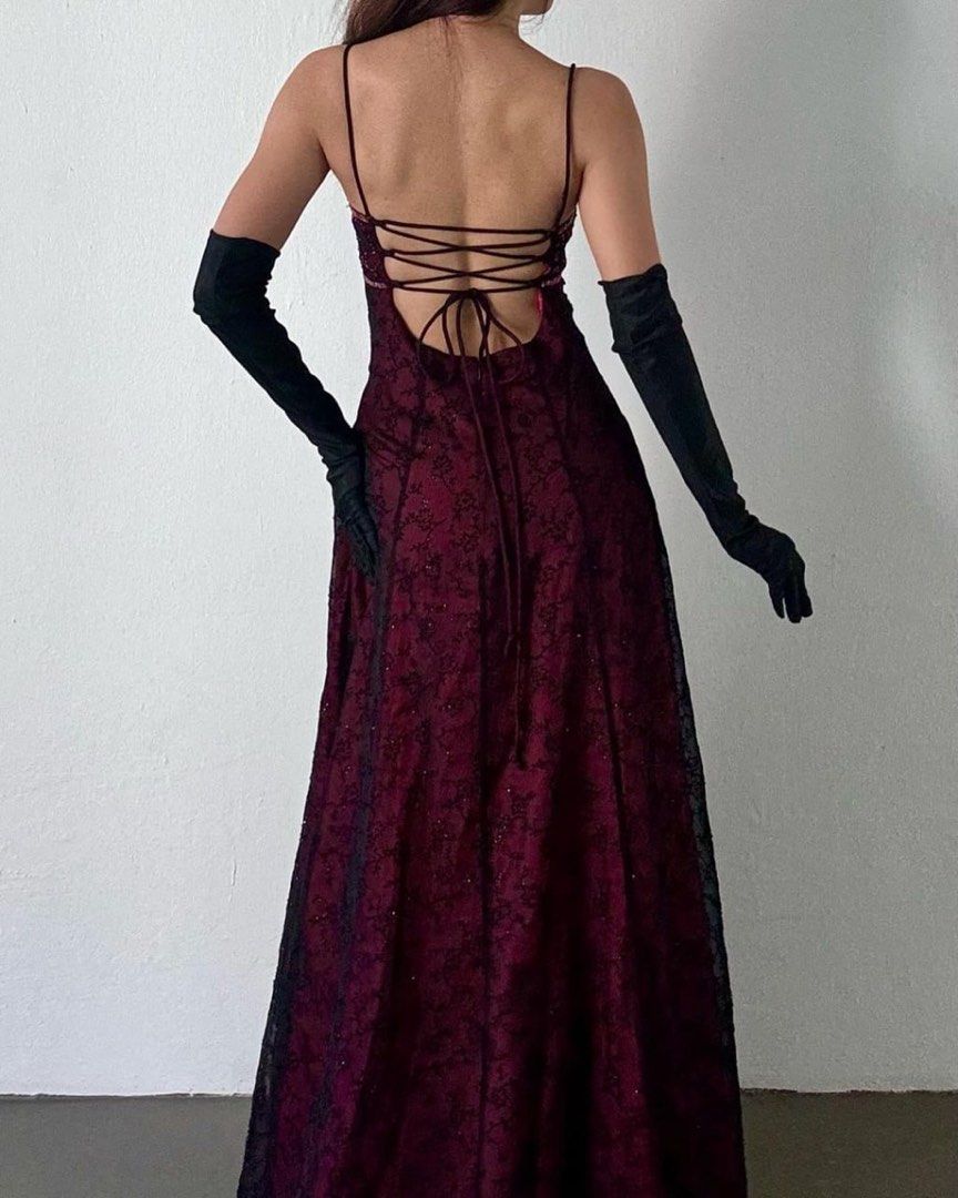 NiceVestidos--Burgundy Retro Exquisite Floral Long Chiffon Prom Dress Homecoming Dress Fairy Dress Nv5586