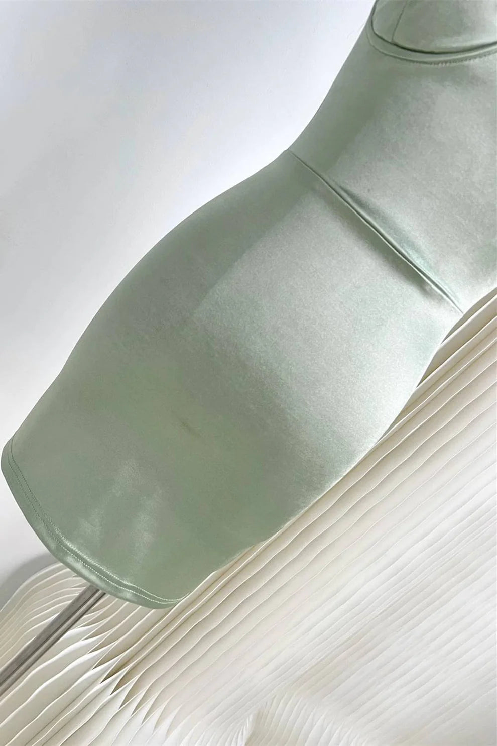 Sage Green Stylish Elegant Delicate Floral Embroidery Short Satin Party Dress Prom Dress Evening Dress Prom Dress nv4035